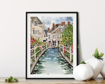 Kent England Watercolor Print: English Countryside Spring Art