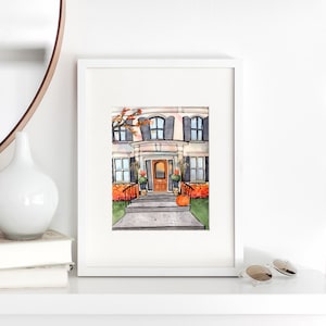 Herbst Aquarell Druck: New England Herbst Winter Kunst