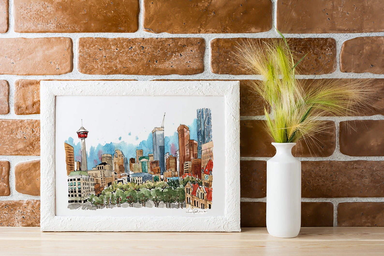 Calgary Skyline Print Calgary Art Calgary Watercolor Print Etsy