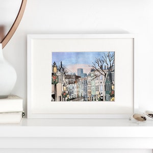 Bunker Hill Bridge, Boston Watercolor Art Print