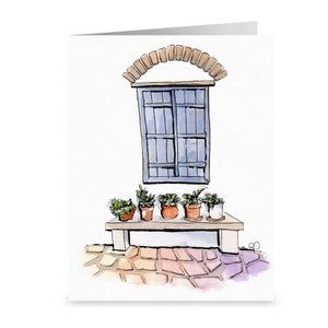 Lot de cartes de voeux vierges à l'intérieur, Rues arc-en-ciel et fenêtre végétale, Juste parce que, je pense à vous, vous me manquez, Lot de 10, carte A2 et enveloppes