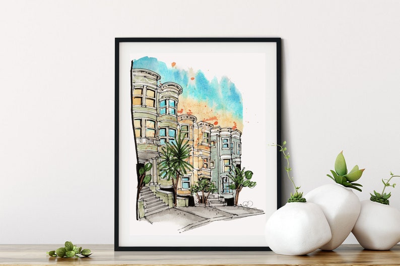 San Francisco Watercolour Art Print, Office Wall Decor, image 2