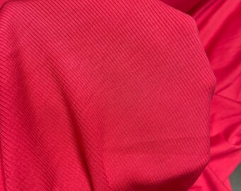 Hot pink small  ribbed Stretchy Knit Fabric, pink Stretch Knit Fabric by the yard, Ribbed knit fabric, quality hot pink ribb knit