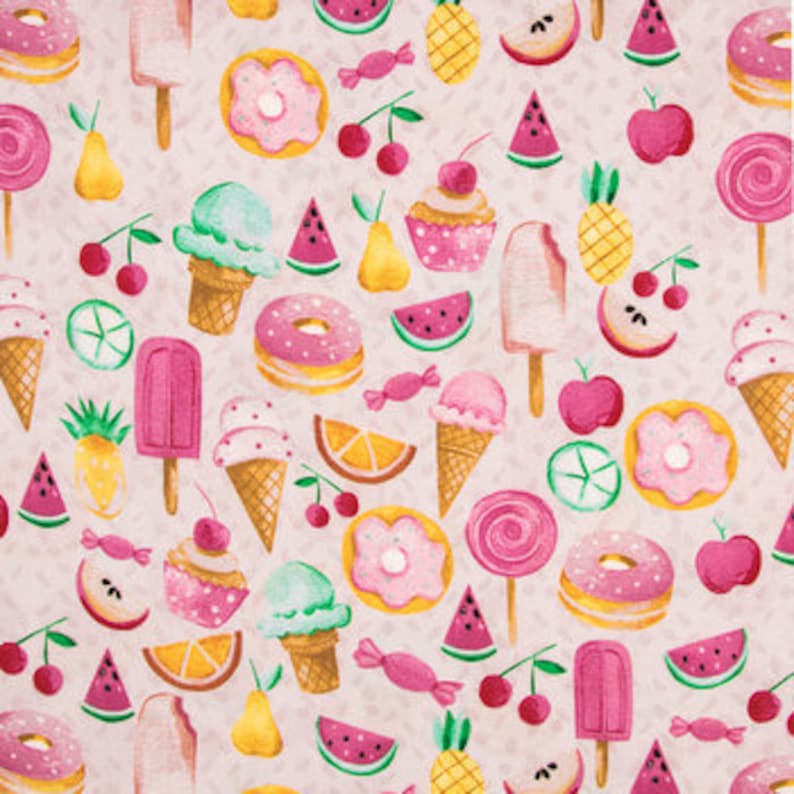sweets fabric Favorite Food Cotton Fabric candy quilting cotton apparel fabric donut fabric 100/% cotton fabric ice cream fabric
