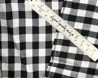 Black white buffalo plaid FLANNEL sold by the yard, 100% Cotton flannel,  checkered Plaid cotton Fabric