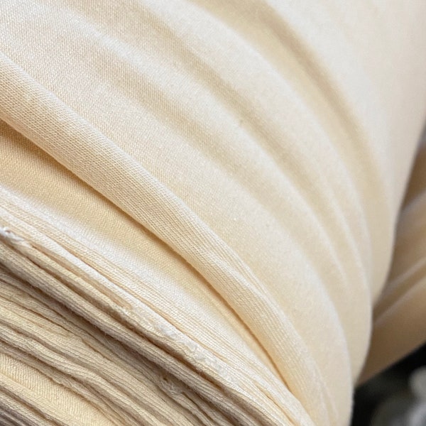 Cream  10 Ounce 95 Cotton 5% Lycra jersey knit stretch fabric, sewing jersey knit, 56"-58" wide, sold by the yard