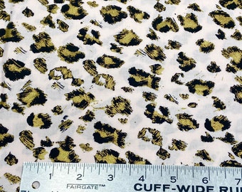 Gold leopard on light pink, Animal print 100% woven cotton fabric, animal print cotton fabric, apparel fabrics, Print fabric,