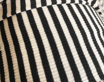 Black white 3/8” stripes ribbed knit stretchy fabric, rust  ribbed knit fabric, kids apparel fabrics, black white stripes ribbed knit fabric