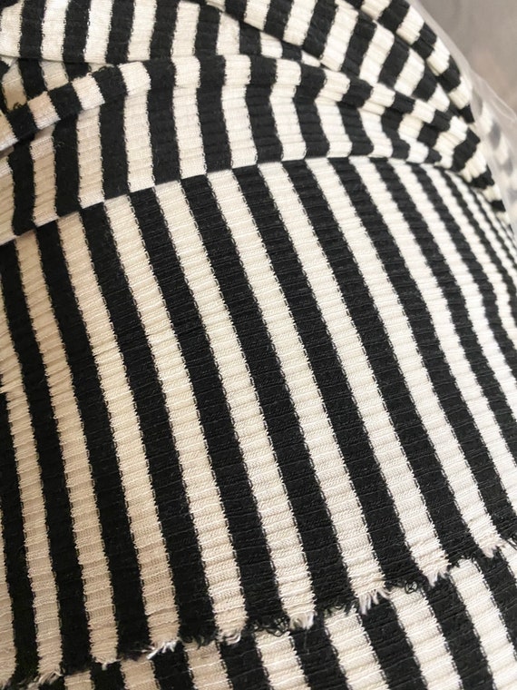 Black White 3/8 Stripes Ribbed Knit Stretchy Fabric Rust | Etsy