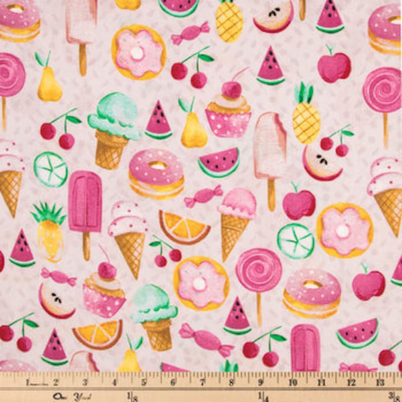 sweets fabric Favorite Food Cotton Fabric candy quilting cotton apparel fabric donut fabric 100/% cotton fabric ice cream fabric