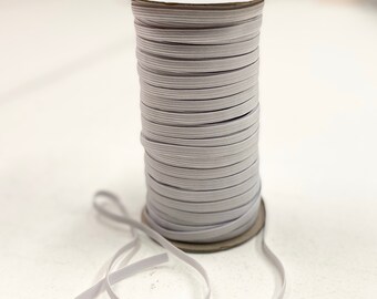 1 ROLL 1/4 inch white braided elastic by the roll,mask elastic, elastic, white wide elastic, wide braided elastic, quarter white elastics,