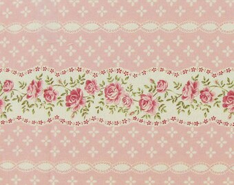 Peachy Pink Floral Striped Cotton Fabric,100% cotton fabric, baby apparel floral quilting cotton, vintage floral toddler apparel fabric