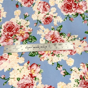 Blue pink floral textured liverpool stretchy knit fabric , liverpool polyester spandex 97/3% knit fabric, floral Liverpool knits