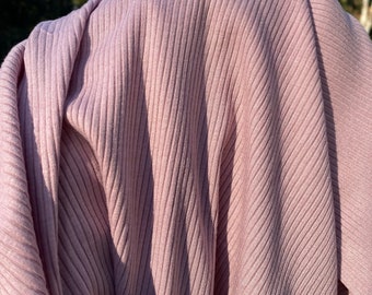 Mauve ribbed Stretchy Knit Fabric, Mauve Stretch Knit Fabric by the yard, Ribbed knit fabric,
