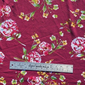 Burgundy floral liverpool stretchy knit fabric , liverpool polyester stretchy knit fabric, floral stretchy knit, spring  floral knits