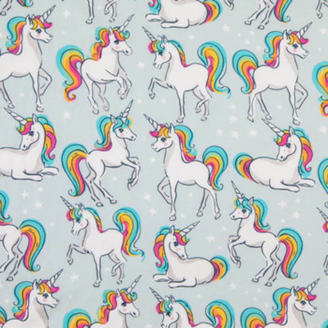 Unicorn Knit Fabric, Unicorn Cotton Fabric Jersey Knit Fabric, Unicorn