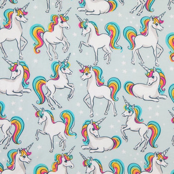 Unicorn Knit Fabric, Unicorn Cotton fabric jersey knit fabric, unicorn stretch fabric ,stretchy knit unicorn jersey knit, jersey knit fabric