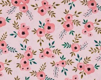 Watercolor Blush Rose stretchy knit Fabric, Easter floral knit, floral knit fabric,