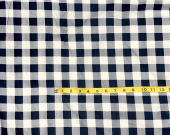 Navy White Buffalo Check Apparel Fabric, quilting floral cotton, apparel fabric, 100% cotton fabric, quilting cotton, squares