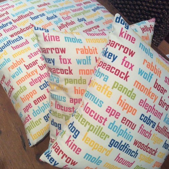 Animal Word Print and Lime Green GirlsBoys Tote Toy Bag Beach 38cm x42cm