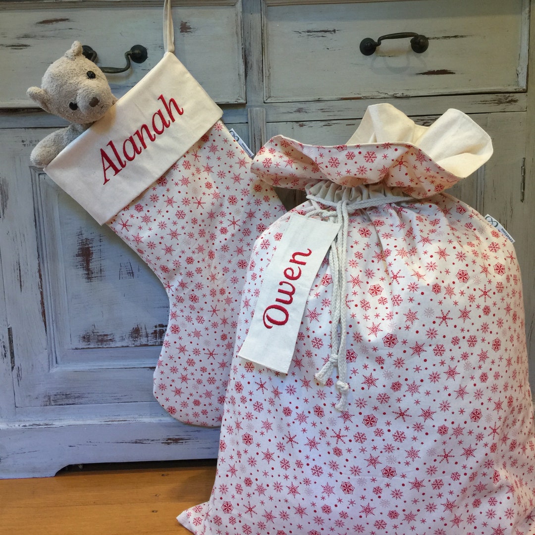 Santa Sack Christmas Stockings & Gift Bags Snowflake Etsy