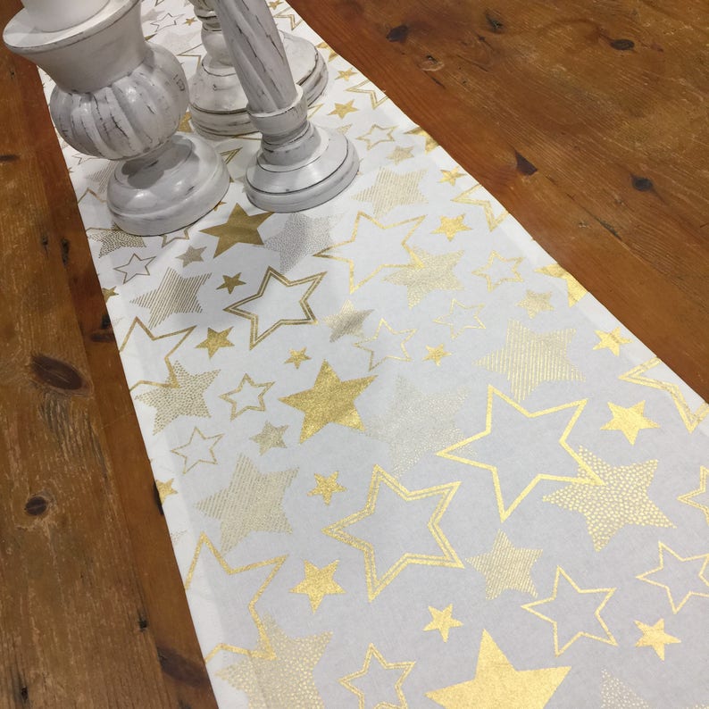 Table Runner White And Gold Image 0