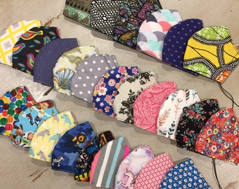 Face Masks, 3 Layer, With Nose Wire, Reusable, Washable, 3 Sizes, Quality Australian Handmade