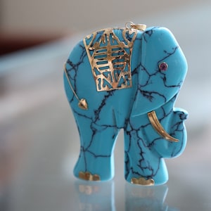 Treated Turquoise Elephant Pendant