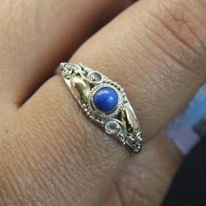 Vintage Lapis Lazuli 14k Vergoldet Silber Ring | Vintage SilberRing | Midi Ring | Dünner Ring | Lapis Lazuli Ring