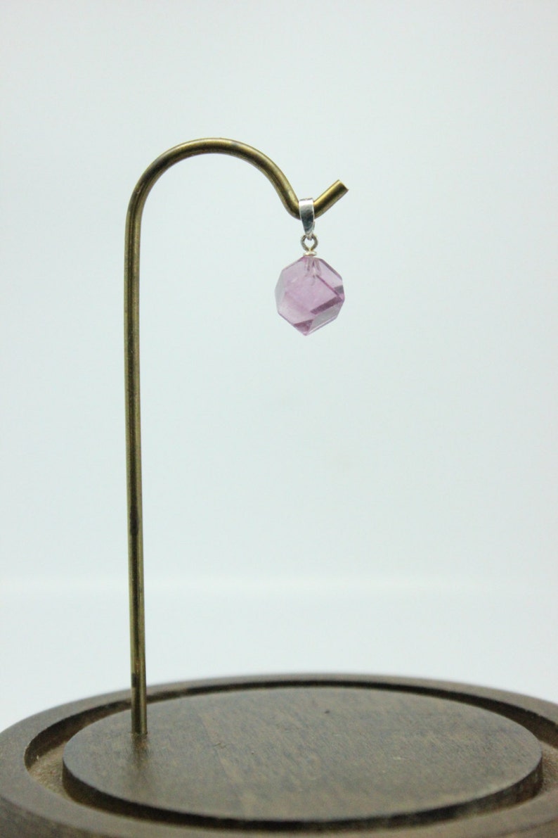 Genuine Natural Quartz Sterling Silver Necklace Vintage Purple Quartz Crystal Silver Pendant Healing Stone Boho Chic