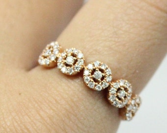 Wedding Band 18k Rose Gold | Stacking Ring 18k Rose Gold | Diamond and Rose Gold Ring Band