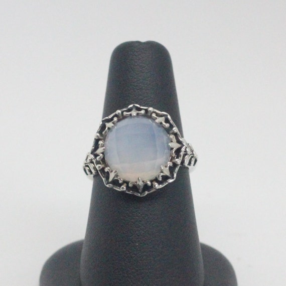 Iridescent Vintage Chalcedony Sterling Silver Ring - image 1