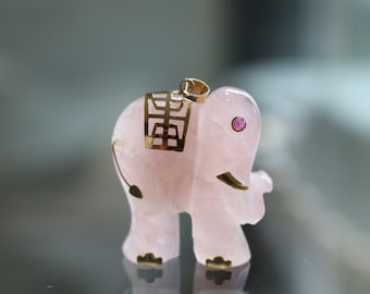 Rose Quartz Elephant Pendant