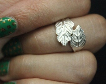 Vintage Silver Leaf Ring Midi | Midi Ring | Sterling Silver Leaf Ring | Midi Statement Ring