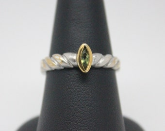 Vintage Peridot 14k Gold Plated Sterling Silver Ring | Peridot Ring | Green and Silver Ring | Vintage Peridot