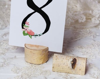 10 set of Birch wood escort cards Place Card Holders Rustic Wedding decor table number Bridal Shower place card holders Branch card holders