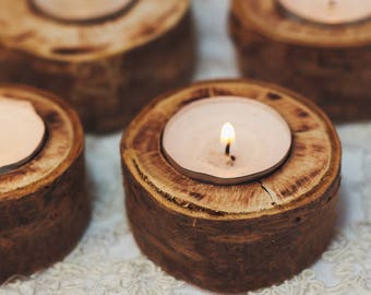 30 set Rustic candle holders Woodland wedding centerpiece Rustic wedding decor Wood home decor Rustic Bridal Shower Wood tealight holders