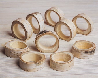 15 set Wood Rustic Ring Napkin Holders Wedding decor Easter napkin rings Wedding Table Decorations Woodland bridal shower Birch Napkin rings