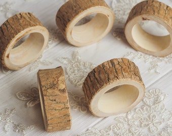 10 set Wood Napkin Rings Rustic wedding table decor Succulents Table settings Rustic bridal shower Rustic napkin rings Escort table decor