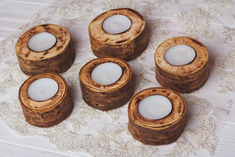 30 Set Rustic Candle Holders Woodland Wedding Centerpiece Etsy