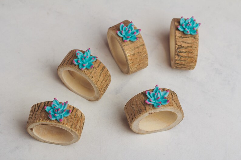 10 Set Wood Napkin Rings Rustic Wedding Table Decor Succulents Etsy