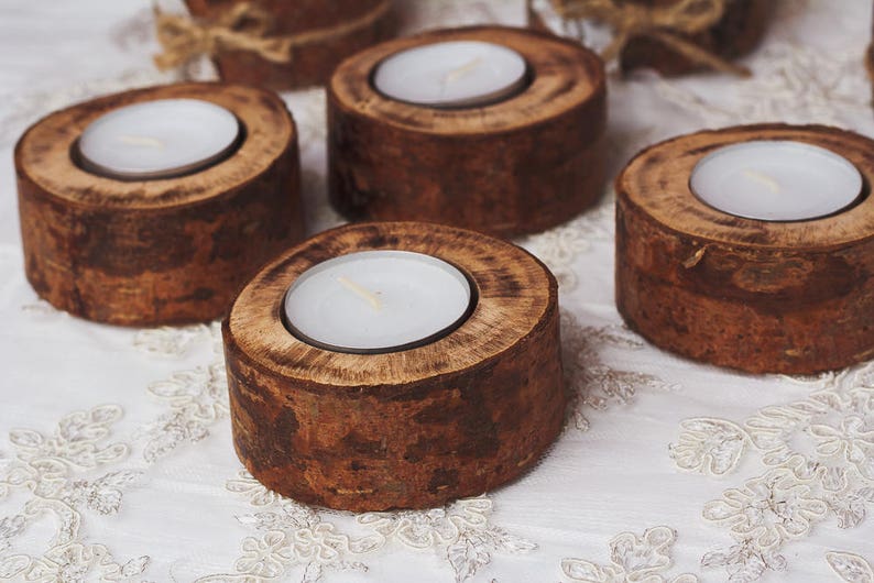 60 Set Rustic Candle Holders Rustic Wedding Decor Woodland Etsy