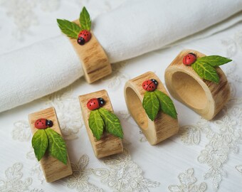 15 set Birch Napkin rings Wood Rustic Wedding table decor Woodland Leaves Rustic bridal shower table decoration greenery napkin rings holder