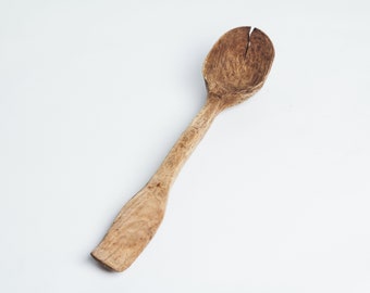 Primitive Hand Carved Vintage wood spoon Wabi sabi decor Antique Primitive Hand Carved country rustic large wooden ladle spoon