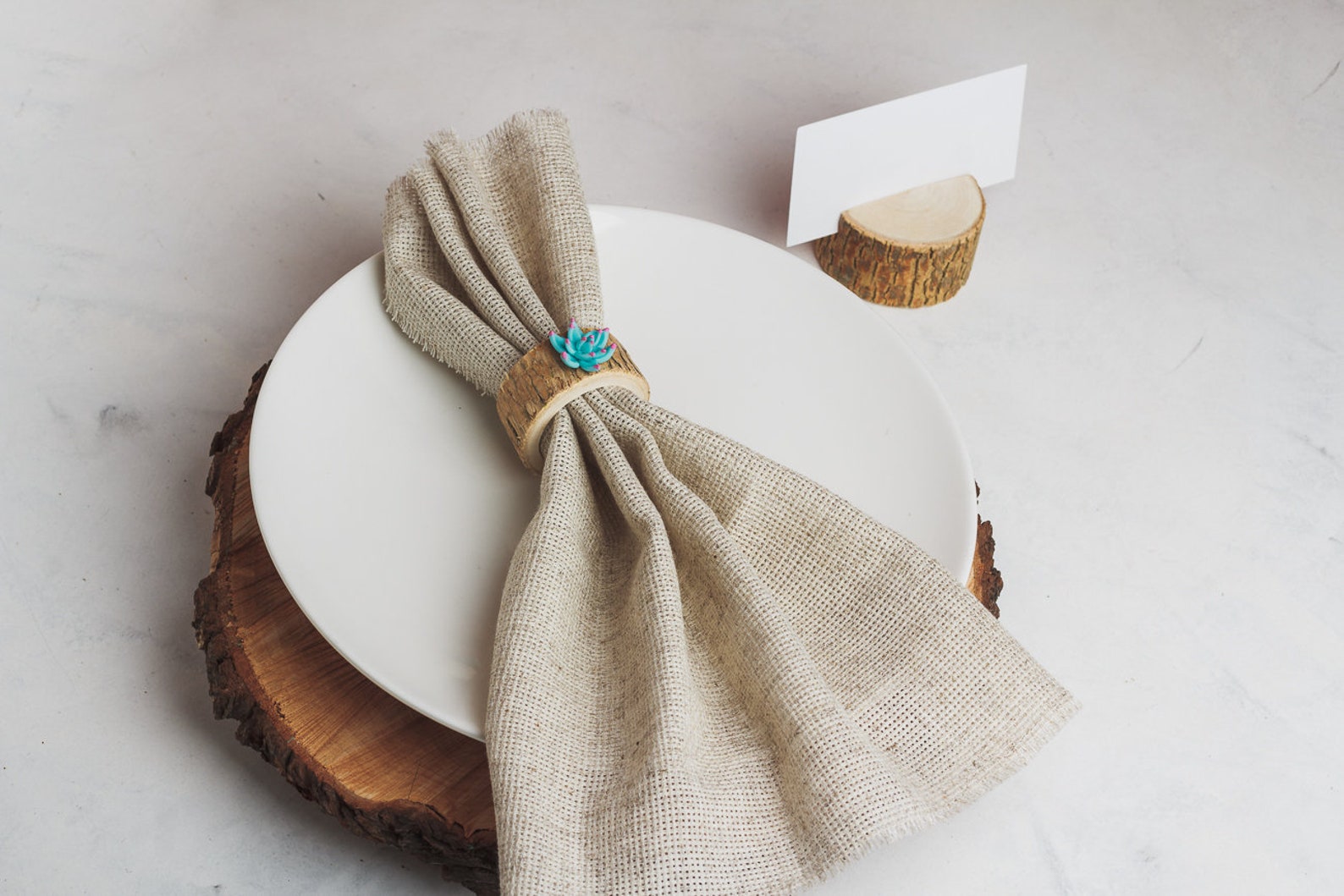 10 Set Wood Napkin Rings Rustic Wedding Table Decor Succulents Etsy