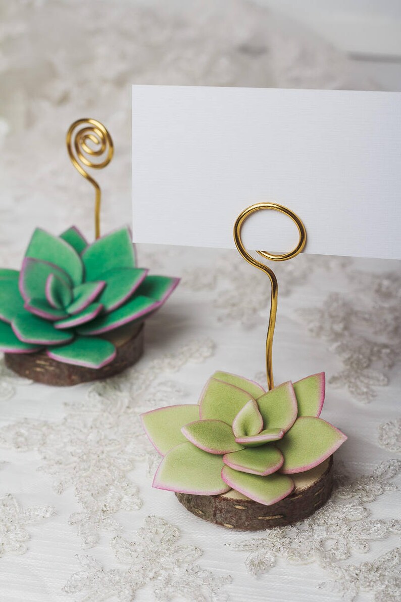 10 set Succulent Place Card stands for Rustic Weddings Holiday Etsy
