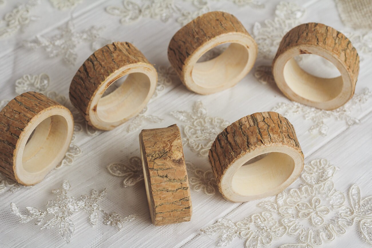 10 Set Wood Napkin Rings Rustic Wedding Table Decor Succulents Etsy