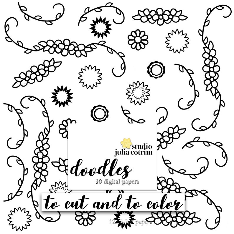 Doodles Printable Paper Pack  Scrapbook Paper  Printable image 4