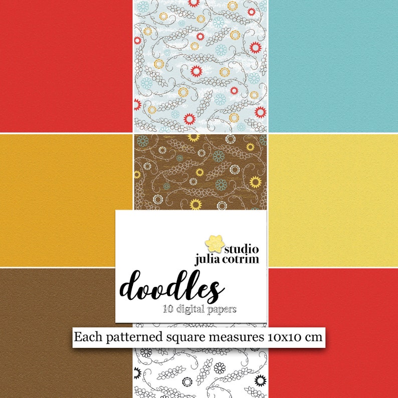 Doodles Printable Paper Pack  Scrapbook Paper  Printable image 5