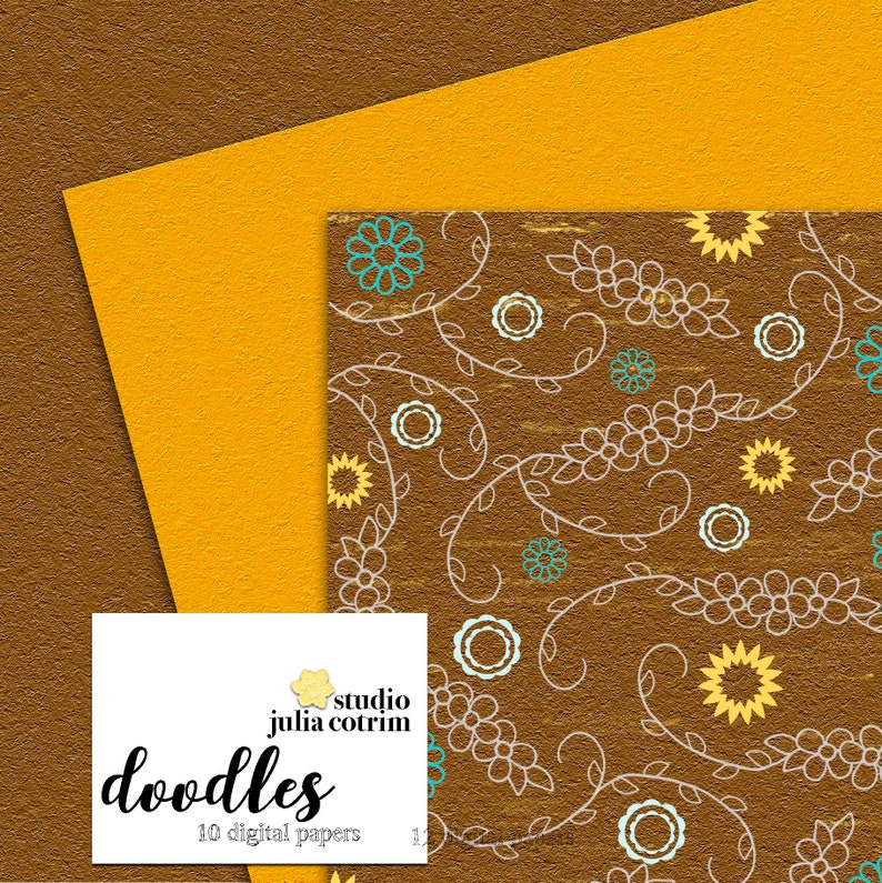 Doodles Printable Paper Pack  Scrapbook Paper  Printable image 1